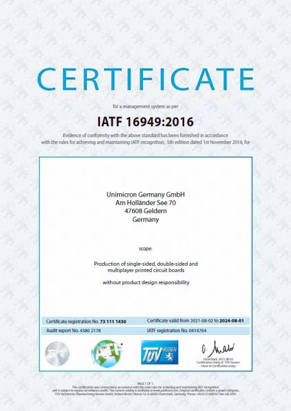 Quality management system according to IATF 16949